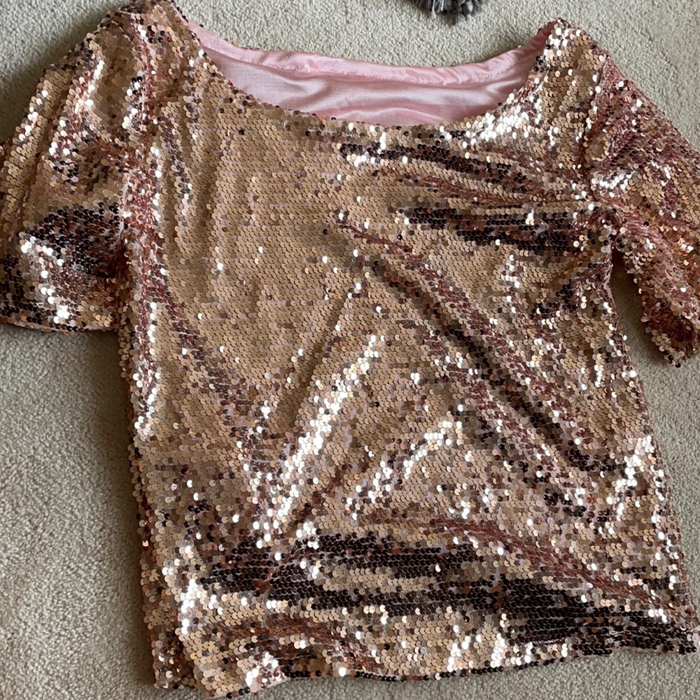 Rose gold sequin blouse